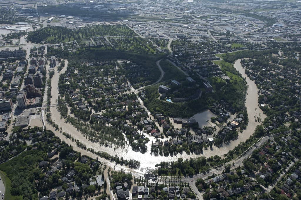Calgary 2013 flood aerial view